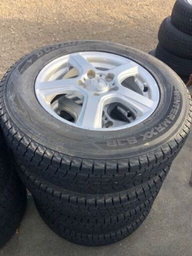 中古品　バリ山　５穴アルミホイールセット４本　１７５/ ８０Ｒー１５インチ　ブリヂストン　１５X５J　PCD114.3