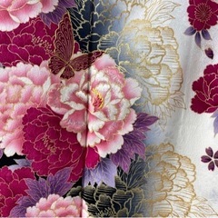 振袖 美品 名品 牡丹 蝶 刺繍 金彩 クリーム 袷の画像