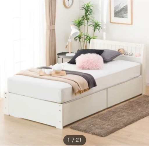 【値下げ】ニトリ　収納付きシングルベッド　ホワイト　美品