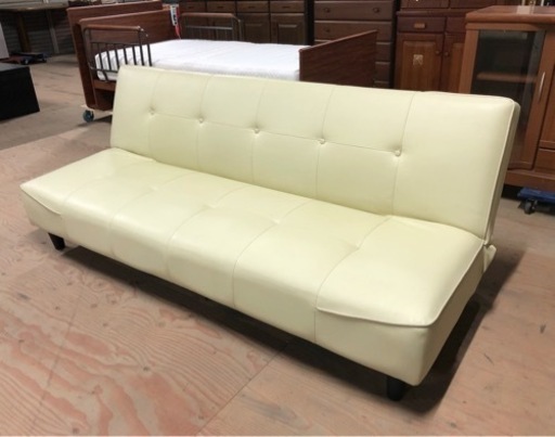 【お話中】KG-159【美品】3人掛けのおしゃれなソファベッド アイボリー
