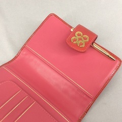 COACH コーチ 赤エナメルレザー オプアート 手帳カバーの画像