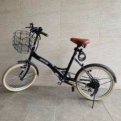 【中古品】ミニサイクル　カゴ付き折りたたみ自転車 20インチ 