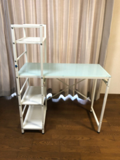 【譲渡者決定】スチール\u0026ガラス　デスク