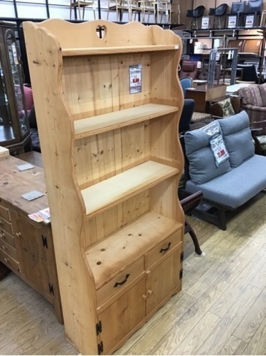 KM-36【ご来店頂ける方限定】パイン材　カントリーブックキャビネット