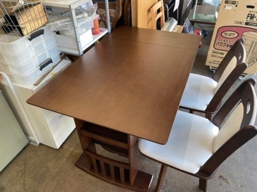 【美品】ダイニングテーブル イス 収納  4人掛け リビング 食卓 折畳み可能
