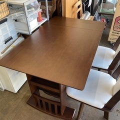 【美品】ダイニングテーブル イス 収納  4人掛け リビング 食卓 折畳み可能の画像