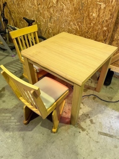 イス2脚付き　家具調こたつひだまり80 動作OK リビングこたつテーブル 高齢者2人用