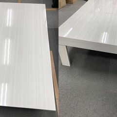 【中古】ローテーブル ホワイト系　木目☆の画像