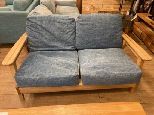 ☆中古美品☆ デニム2人掛けソファ