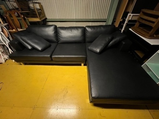☆美品☆ レザー製　カウチソファー【値下げしました】