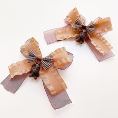 【新品】ピンクのかわいいくまさんリボン2個セット