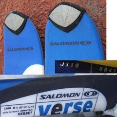 訳あり★160㎝ カービングスキー 2点セット 板 サロモン verse7 ブルー 青　ビンディング付 SALOMON ☆ PayPay(ペイペイ)決済可能 ☆ 札幌市 豊平区 平岸の画像