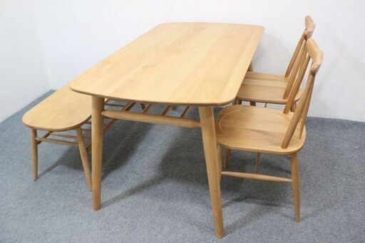 無垢材 ダイニング4点セット NORN(ノルン) ナチュラル 130cm アルダー ファミリー カップル 一生紀   中古家具 店頭引取歓迎 R4957)