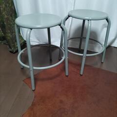 パイプスツール　２脚　ブルー・グレー