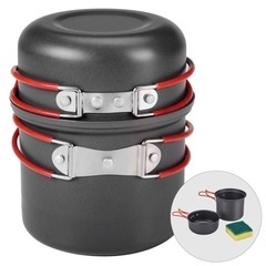 新品  キャンプ鍋 クッカーセット アルミ アウトドア鍋 軽量 ...
