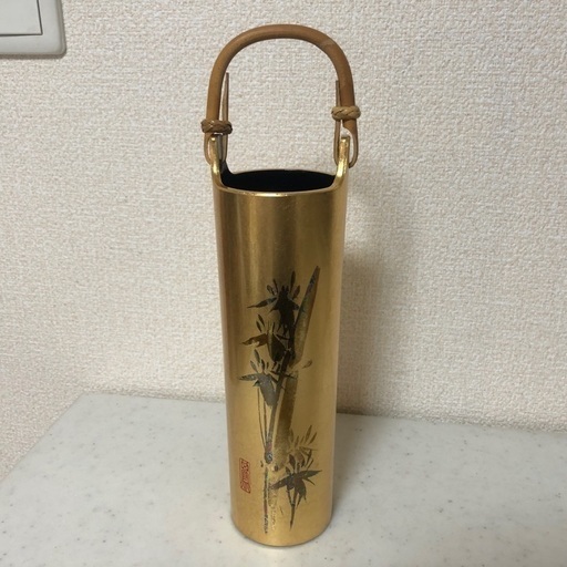 【未使用】金沢箔 金箔工芸品 汐くみ花生 竹 No.605