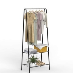 新品🌟 ハンガーラック パイプハンガー 2段メッシュ棚付き 洋服...