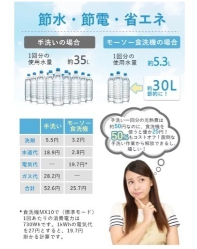 引越しのため3/19までのお取引★工事不要　食洗機　食器洗い乾燥機　除菌　MooSoo MX10  除菌率99.99%  節水　節電