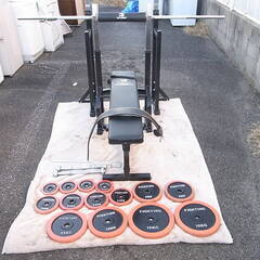 ファイティングロード ラバー バーベル/ダンベル 70kg+ベンチ+スクワット台