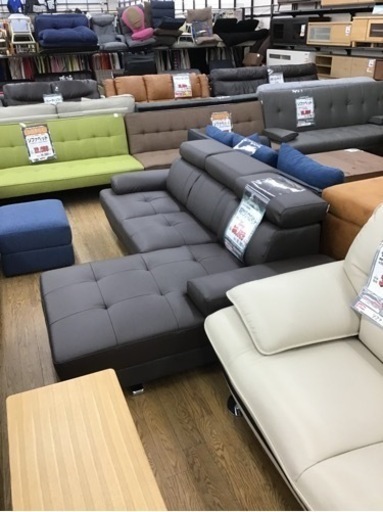 KM-45【ご来店頂ける方限定】本革　カウチソファ2点セット
