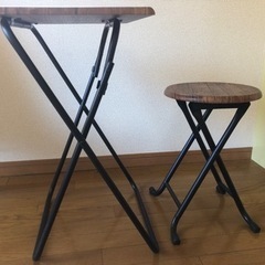 折りたたみ可能 ミニテーブル イス セット バラ可能の画像