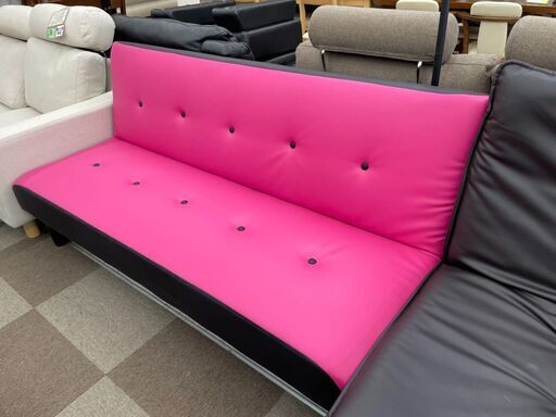 ?未使用!! 大川家具  ソファベッド ?定価￥15,900? 3Pソファ おしゃれなピンク?