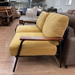 2人掛けソファ イエローコーデュロイ 幅136cm💳自社配送時🌟代引き可💳