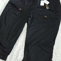 新品４L 白地長袖ロンT、ポケ沢山！ゴム入りジュアルパンツ 黒 ...