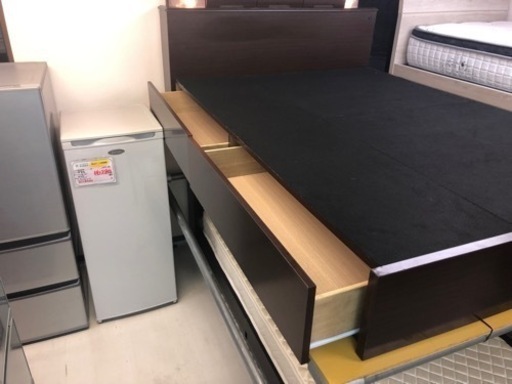 【リサイクルサービス八光　田上店　配達・設置OK】ダークブラウン　ダブルベット照明・収納・コンセント付