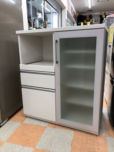 ニトリ レンジ台/キッチンカウンター ホワイト W(幅)88×H(高さ)101×D(奥行き)50.5cm ※クリーニング済み