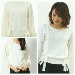 【LARME掲載】シフォンレースアップリボンニットの画像