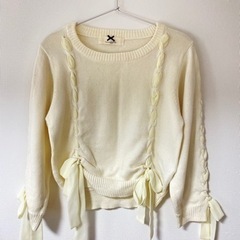 【LARME掲載】シフォンレースアップリボンニットの画像