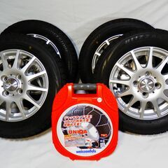 軽自動車　スタッドレス＋チェーン　アルミ付155/65R13　安...