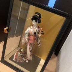 日本人形 ガラスケース入り　伝統工芸木製品 鼓の画像
