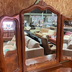 【愛品館市原店】3枚鏡アンティーク調ドレッサー 【管理IIF】の画像