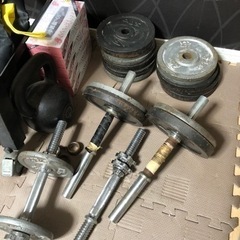 ダンベル　プレート 合計62.5kg シャフト2本セット