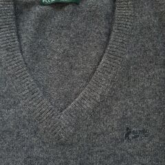 【U.S.POLO】ＶネックセーターLLグレー刺繍ロゴ