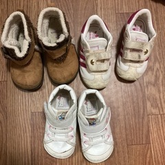 13cm シューズ3点セット　adidas、moon star、...