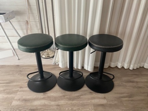カウンタースツール　チェア　レトロ　3脚セット