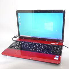 大容量HDD-640G レッド 赤色 ノートパソコン 中古良品 15.6型 NEC PC-LS150F26R Pentium 4GB DVDマルチ 無線 Wi-Fi Windows10 Office