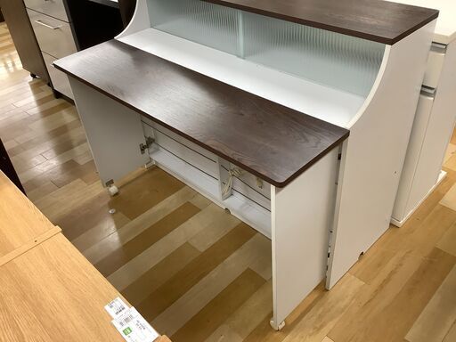 収納カウンター　ホワイト×ブラウン【トレファク岸和田店】