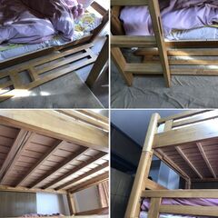 【無料で差し上げます】3段ベッド 木製 はしご付き 少し訳アリの画像