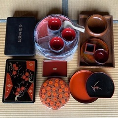 古民家 昔のお盆や箱のセット 木製 トレー 長盆 トレイ 小鉢 ...