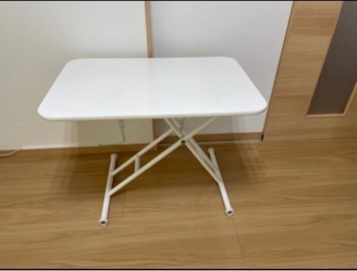 白いテーブル　昇降テーブル　90×60cm