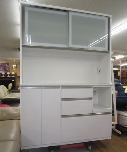 名古屋市内優先】ニトリ ホワイト 食器棚 ガラス扉 収納 キッチン