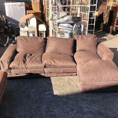フクラ カウチソファー ブラウン 布