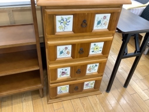 値下げしました！ 4段チェスト ライトブラウン パイン材 バレンシア 幅59.5cm 高さ98cm 奥行44cm