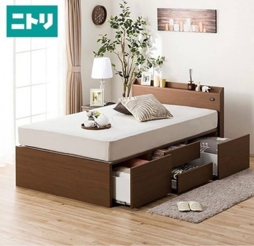 ニトリ☆セミダブルベット☆収納＆マットレス付き