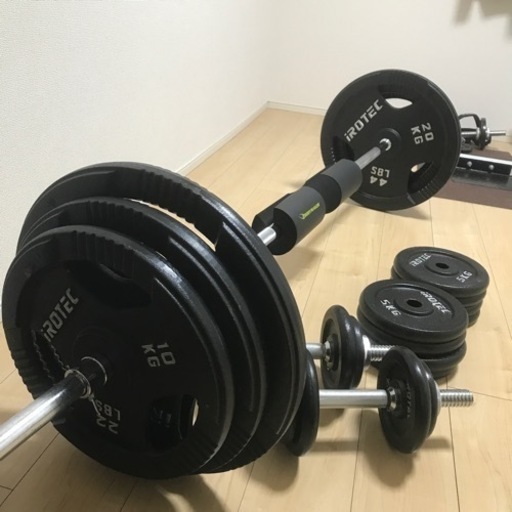 最終価格　アイロテック(MAX155kg)バーベル・ダンベルセット