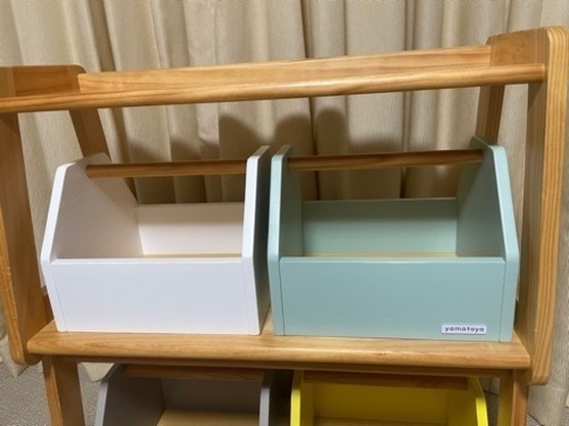 【1月21日まで最終値引】木のおもちゃ収納用ラック（大和屋）と木の幼児用机&椅子